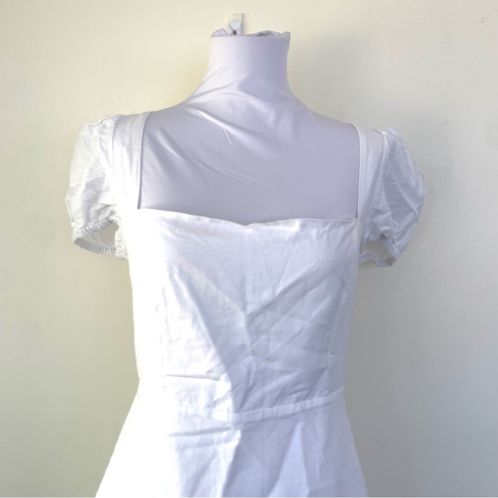 Aritzia Sunday Best Square Neck Back Lace Up Mini Dress 6 White Short Sleeve - Picture 5 of 12